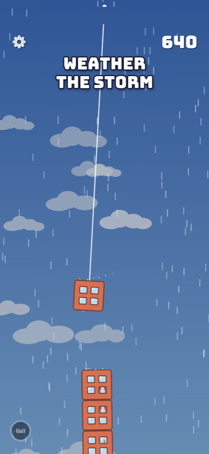 Building through a rainstorm with lightning